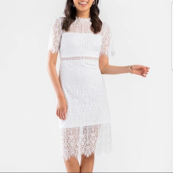 Francesca's | NWT Ivory Lace Midi Dress - Picture 2 of 10